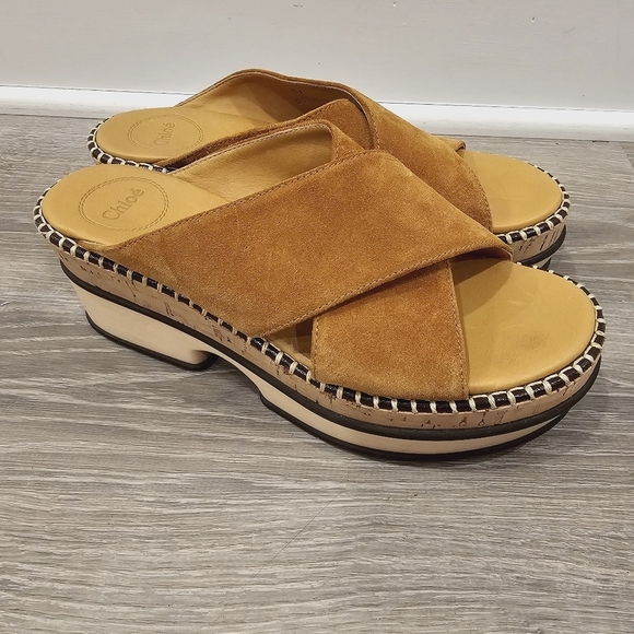 Chloe Shoes - Chloe Laia Platform Mule Sandals Brown Suede